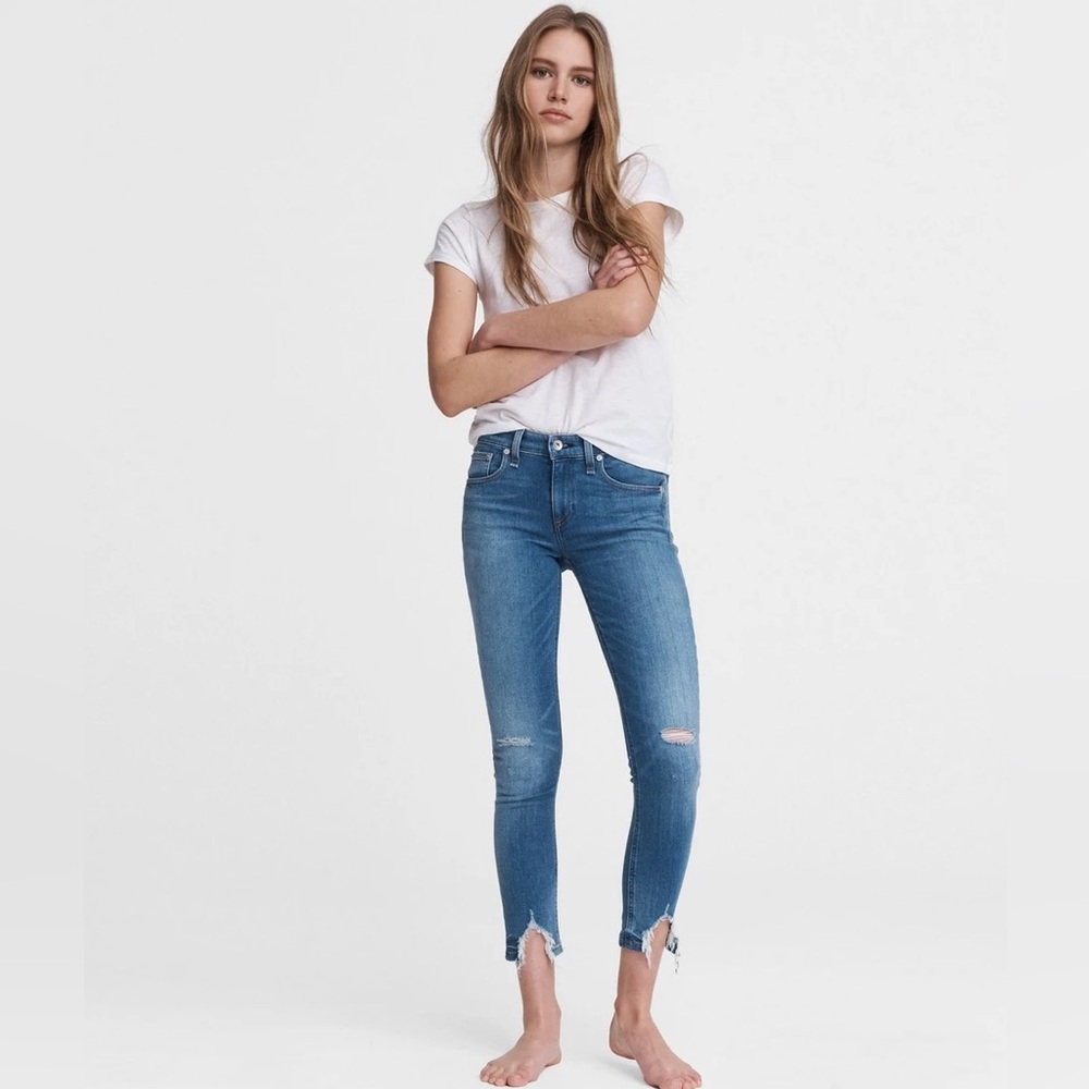 Rag & Bone Cate Distressed Mid Rise Ankle Jeans